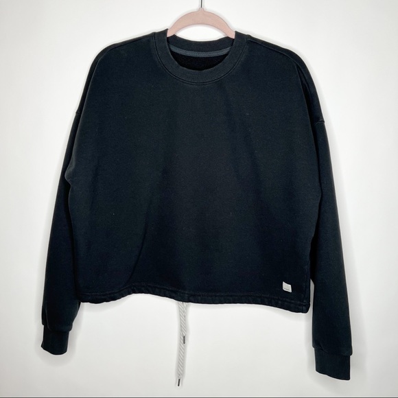 Vuori Tops - Vuori Restore Sweatshirt Crew Neck Black Drawstring Waist Boxy Cropped Small